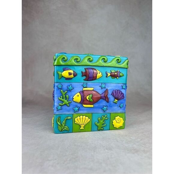 Vintage Sue Zipkin Zippy Fish Tissue Box Underwater Beach Fish Theme - Picture 4 of 11